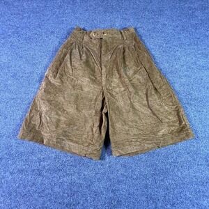 Union Khaki Chino Shorts Womens 10 Brown Cotton Corduroy Pleated High Rise